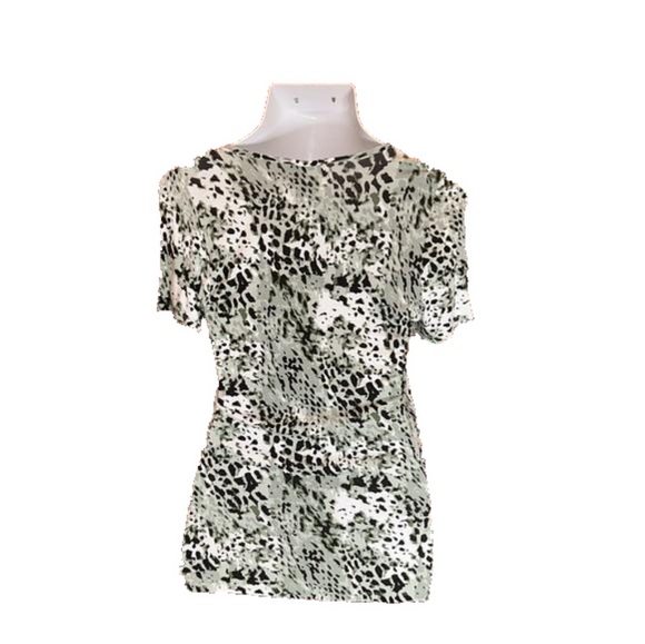 TOUCH COLLECTION Gray, Black, & White Animal Print Scoop Neck Top - Picture 3 of 7